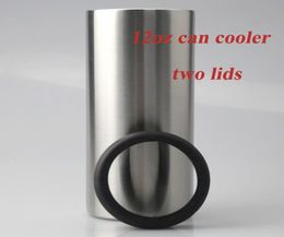 12oz Can Cooler with two lids Stainless Steel Tumbler Can Insulator Vacuum Insulated Bottle Cold Insulation Can7778000