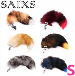 SAIXS Fox Tails Anal Plug Metal Anal Sex Toys Butt plug Sex Games Role play Cosplay Toys S plug Drop CX2007299329603