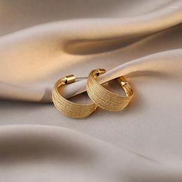 Stud Earrings Temperament Metal Circle Line For Women Jewelry Gold Color Dangle Hoop Round Piercing Statement Retro Female Gift