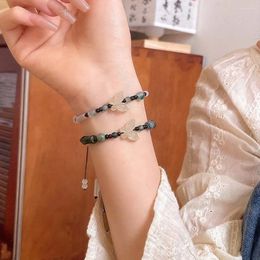 Link Bracelets Chinese Style Butterfly Beaded Bracelet Female Hand Chain Fashion Design Jewellery Handmade Rope