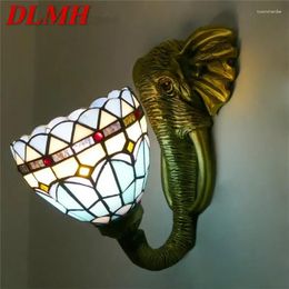 Wall Lamps DLMH Tiffany Elephant Vintage Bedroom Bathroom Mirror Front Lamp El Restaurant Stained Glass