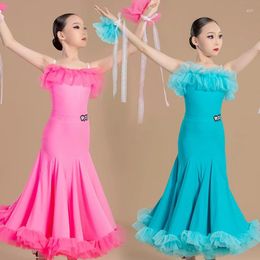 Stage Wear Bright Color Latin Dance Professional Costumes Girls Dress Children'S National Standard Ballroom Clothes 8009