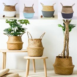 Decorative Flowers Straw Weaving Flower Plant Pot Basket Grass Planter Indoor Outdoor Containers Dirty