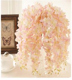 30PCS Artificial Hydrangea Wisteria Flower For DIY Wedding Arch Background Square Rattan Wall Hanging Basket Can Be Extension2432373