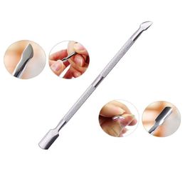 NAT011 stainless Double Cuticle Remover Diy Nail Art Manicure Stainless Steel Spoon Shape Pusher dead skin Remover Manicure Tool6798372
