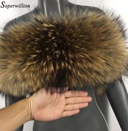 Natural Fur 2019 New Winter 100 Raccoon Fur Real Collar Womens Scarfs Fashion Coat Sweater Scarves Collar Luxury Neck Cap D88 T2324428