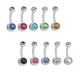 Stainless Steel Double Ball Belly Button Ring 14G Curved Body Piercing Navel Barbell For Men and Women6188769