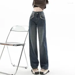 Women's Jeans Vintage High Waist Flare Women Street Slim Boot Cut Denim Pants Stretchable Straight Korean Trousers 2024
