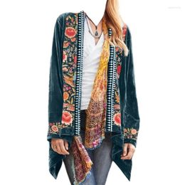 Women's Jackets Womens Cardigan Floral Printed Open Front Long Sleeve Irregular Jacket