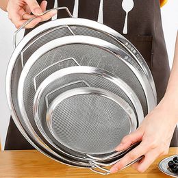 Stainless Steel Fine Mesh Strainer Basket with Double Handles Large Juice Rice Flour Sieve Food Filter Drainer Cooking Utensil 240429