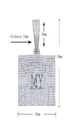 Hip Hop Micro Pave Clear Cz Square Shaped Pendant Necklaces for Men Iced Out Bling Cubic Zirconia Full Paved Rock Jewelry7342017