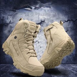 Mens boots military tactical special forces leather desert combat ankle boots army mens shoes Plus size 240429