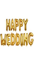 12pcsset HAPPY WEDDING Cute Foil Helium Letters Balloon Decorations Anniversary Decor Gold Color 16 inch2341088