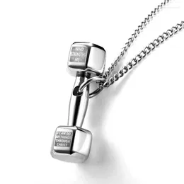 Chains Fitness Barbells Dumbbell Men's Necklaces Bulky Collarbone Lovers Pendant