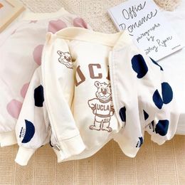 Jackets Girls Baby's Kids Coat Jacket Outwear 2024 Dots Thicken Spring Autumn Overcoat Top Outdoor Teenagers Cotton Children's Clothing