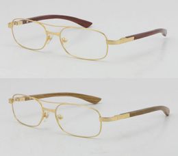 Whole 18K Gold Wood Glasses frames Metal Square 5046683 Wooden Eyeglasses C Decoration male and female Mixed Eyewear Gradient 4048351