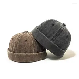Berets Brimless Skullies Cap Vintage Cotton Men Adjustable Landlord Docker Multipurpos Beanie Hats Streetwear Dome Hat Hip Hop