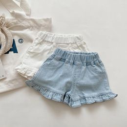 Shorts Baby Girls Jean Kids Toddler Solid Color Trouser Children's Denim Short Pant 2024 Summer Clothing Korean Style