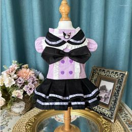 Dog Apparel Lovely Puppy Cats Clothing Trendy Cartoon Purple Cotton Handmade Princess Dress For Small Medium Poodle Pet Clothes