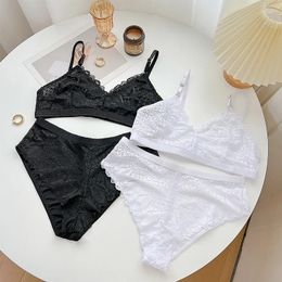 Bras Sets FINETOO 2Pcs Lace Sexy Bra Set Transparents Women Lingerie Fitness Bralette Swimming Suit Sports Woman Underwear