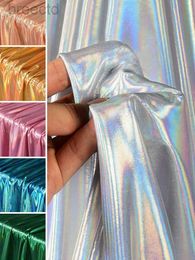Fabric Thin Shiny Bright Stretch Fabric Laser Symphony Fog for Sewing Bronzing Dress Performance Dance Costume by Half Metre d240503