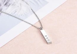 NEW-2223 Stainless Steel Cube Bar Urn Memorial Pendant Necklace Memorial Ash Keepsake Cremation Jewellery Kit - Engraveable3623796