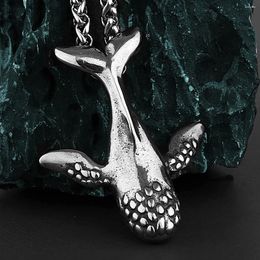 Chains Retro Handsome 3D Three-dimensional Large Whale Pendant Unisex Fashion 316L Stainless Steel Necklace Gift Jewellery