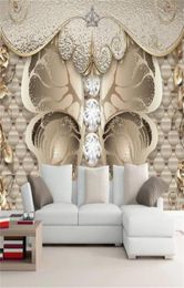 Luxury 3d Flower Wallpaper European Diamond Butterfly Gold Peony Living Room Bedroom TV Background Wall HD Decorative Mural Wallpa6879599