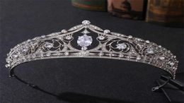 Baroque Luxury Geometric Bridal Tiaras Cubic Zirconia Crown Crystal Pageant Diadem Headband Wedding Hair Accessories 2110205714143