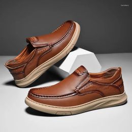 Casual Shoes Men Leather Loafers Slip On For Comfortable Lazy Driving Business Shoe
