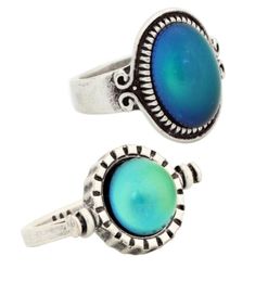 Handmade Girls Gift Finger Mood Ring Small Colour Change Mood Stone Rings Antique Silver Jewellery with RS0090351380784