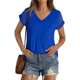 Women's T Shirts Fashion Casual Top Summer V-neck T-shirt With Dot Cap Sleeves Korean Luxury Clothing Things For Women