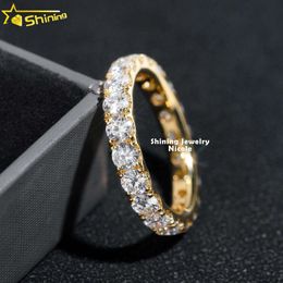 Hot Sale Pass Diamond Tester 3mm Eternity Band 18k Solid Yellow Gold Engagement Moissanite Diamond Ring