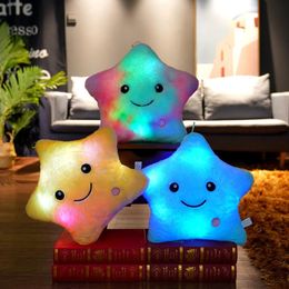 40cm Creative Toy Luminous Pillow Soft Stuffed Plush Glowing Colorful Stars Cushion Led Light Toys Gift for Kids Children Girls 240419