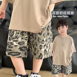 Trousers Children Clothing Kids Pants Baby Summer Clothes Boys Thin 2024 Korean Style Shorts Leopard Print Casual