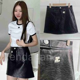 Fashion Classic Trendy Luxury Designer Cloth 2024 Women Spring Summer High High Wiist Slim European American Style Jenny Same A-Line PU Leather Skirt C5