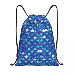 Shopping Bags Custom Diamond Pattern Drawstring Backpack Women Men Lightweight Gym Sports Sackpack Sacks For Training