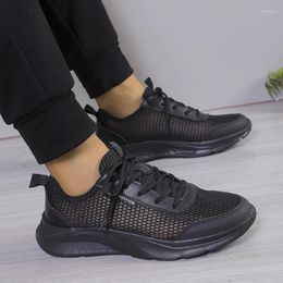 Casual Shoes Men Light Walking Breathable Lace-Up Jogging Fashion Mesh Black Summer Spring For Loafers Size 38-46 Father Gift