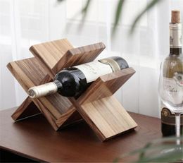 Tabletop Wine Racks Nordic Lattice Wood Storage Holder Decorative Wooden Bottle Rest Rack Bar Accessories Ornament Handicraft Furn7049633