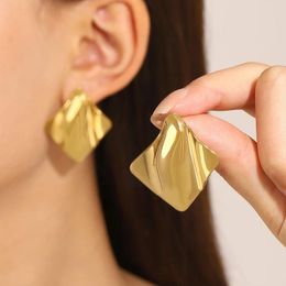 Stud Earrings Metal Style Smooth Pleated Dangle For Women Irregular Twisted Circles Square Geometric Y2K Accessories Fashion Jewellery