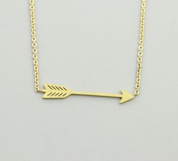 Minimalist One Direction Arrow Pendant Necklace Women Men Jewelry Stainless Steel Gold Chain Feather Collier Bijoux Femme1681710