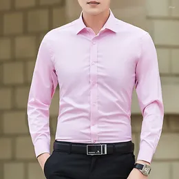 Men's Polos Solid Colour Long-Sleeved Slim Business Shirt Casual Social Formal Fashionable And Comfortable Clothing