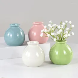 Vases Mini Ceramic Flower Vase Plant Pot Cute Flowerpot Modern Home Office Living Room Garden Bonsai Decoration