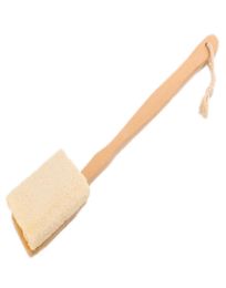 Natural Loofah Brush Bath Shower Exfoliating Body Scrubber with Long Wooden Handle Spa Massager9081849