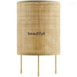 Decorative Figurines Japanese Rattan Hand-Woven Log Style Bedroom B & Living Room Study Simple Cylindrical Table Lamp