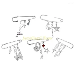 Brooches Fashionable Chain Brooch Pin Corsage Alloy Material Lapel Pins For Clothing C9GF