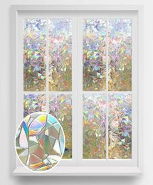 3D Privacy Decorative Glass Sticker Rainbow Effect Sticker Adhesive Film on Removable Window Covering Film8492806