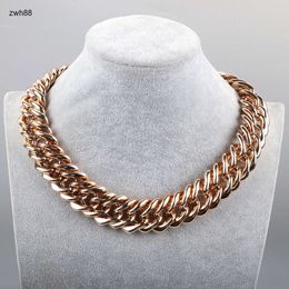 Designer JewelryPunk Style New Geometric Cutout Rose Gold Cuban Chain Mens Popular Thick Collar Acrylic Gold Plated Necklace Hip Hop Party