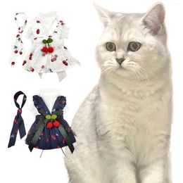 Dog Apparel Winter Clothing Cat Cherry Suspenders 3 Piece Pet Shirt Female Clothes Large Size Dogs For Girls