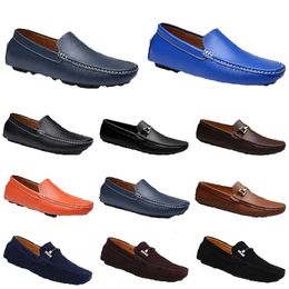 Men Leathers Sole Breathables Shoes Soft Casual Drivings Doudous Light Tans Black Navys Whites Blue Sier Yellows Grey Footwear All Match Outdoor Cross Border